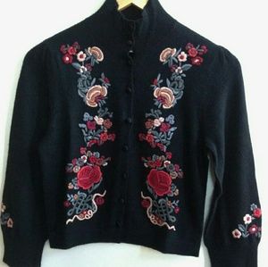 ISO nanette lepore embroidered cardigan sweater L